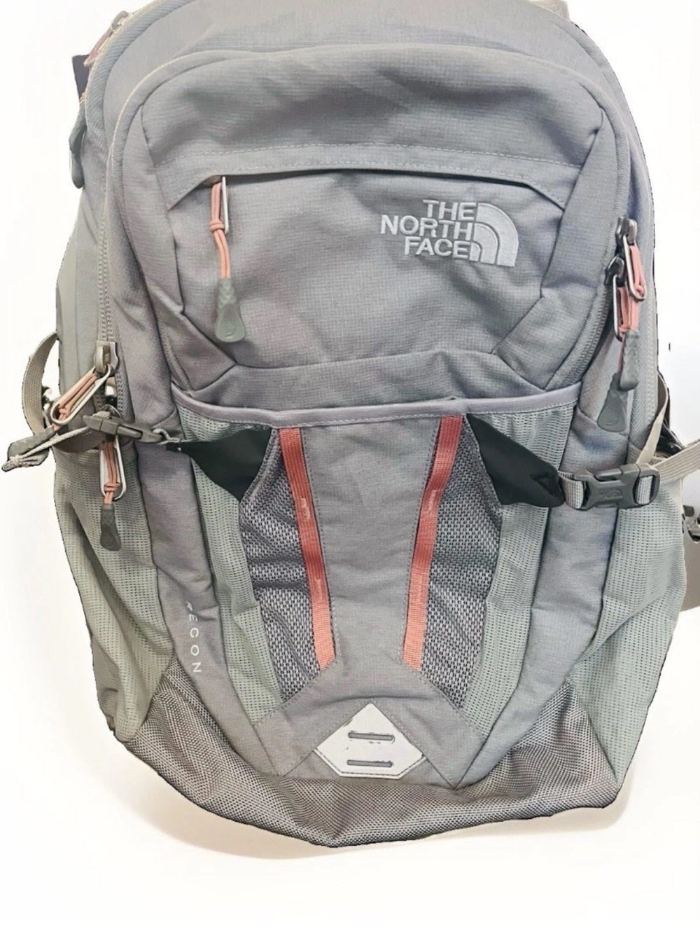 The North Face women’s Gray Backpack with Rose Accent